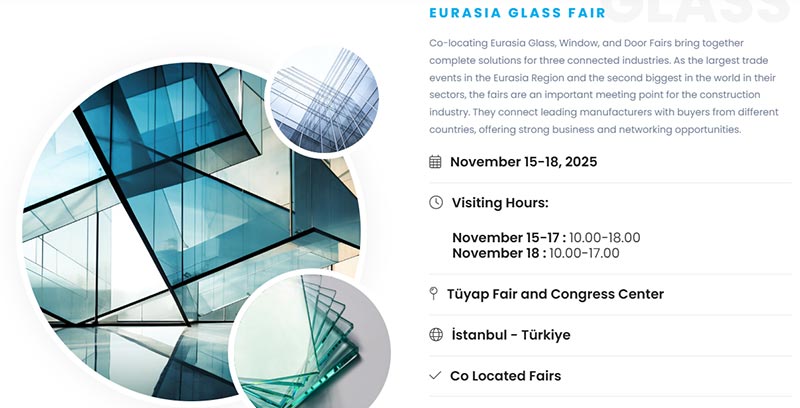 Eurasia Glass Fair 15-18th,2025 di Istanbul, Turki.